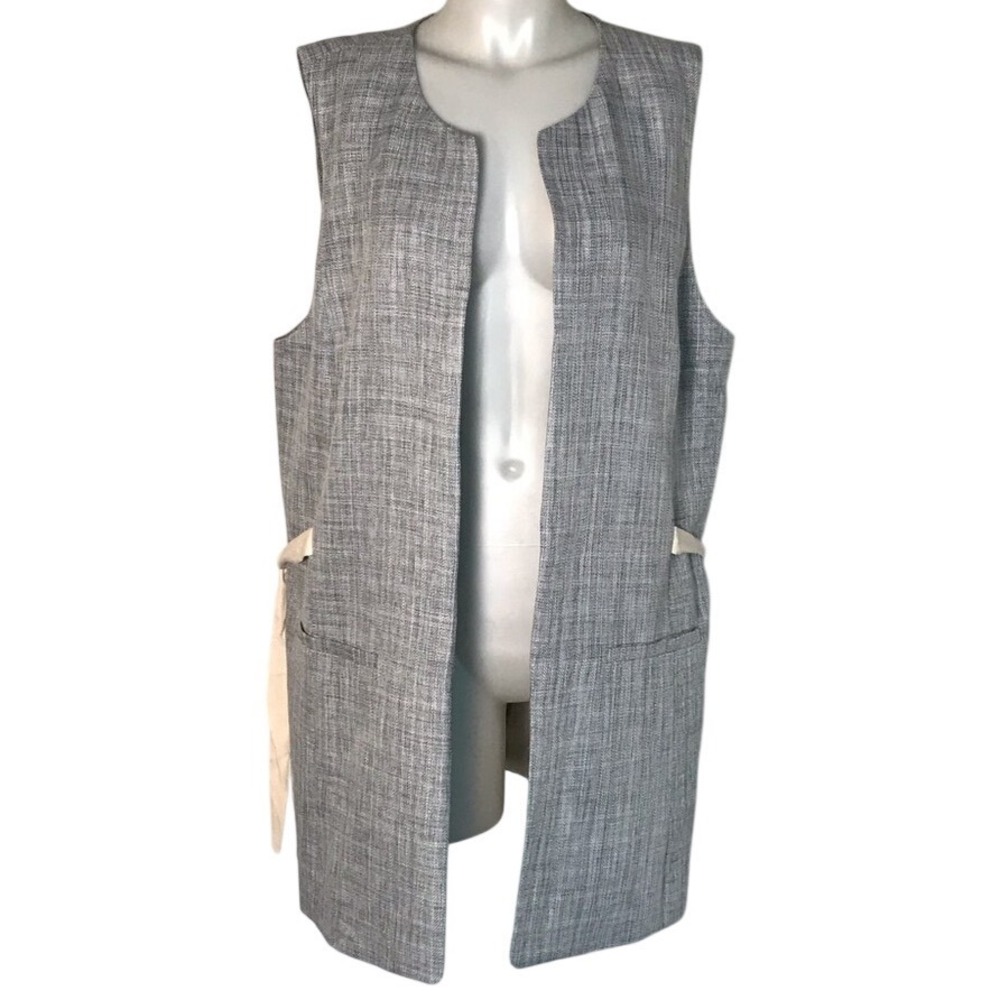 KENSIE‎ BLUE & CREAM OVERSIZED BLACK VEST